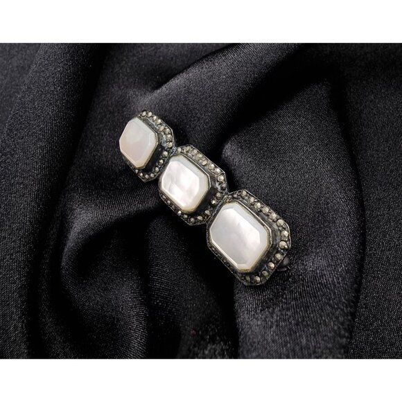 Rare Find Vintage Pearl 925 Sterling Silver Brooch - Picture 3 of 6